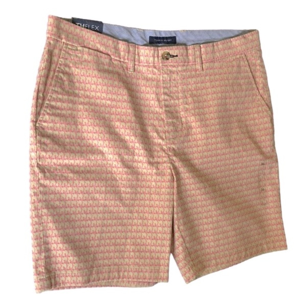 NWT TOMMY HILFIGER Men's 36 Flex Chino Flamingo Shorts 9" Inseam Cotton Stretch